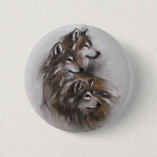 Wolvenwolven, wilde dieren, natuurkunst, natuur, ronde button 5,7 cm