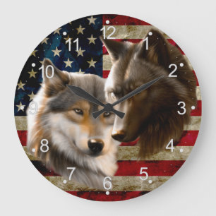 Wolves American Flag Grote Klok