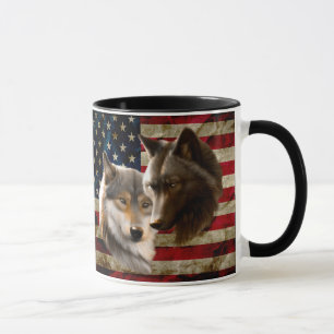 Wolves American Flag Mok