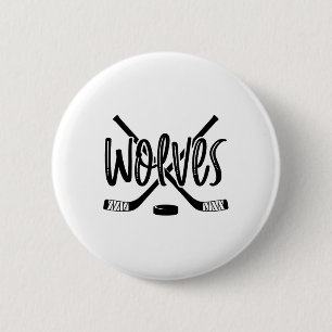 Wolves Hockey Team Mascot School Spirit Game Night Ronde Button 5,7 Cm