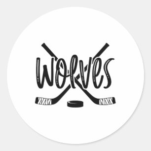 Wolves Hockey Team Mascot School Spirit Game Night Ronde Sticker