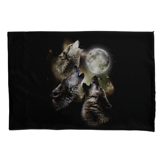 Wolves Howling Full Moon Kussensloop (Voorkant)