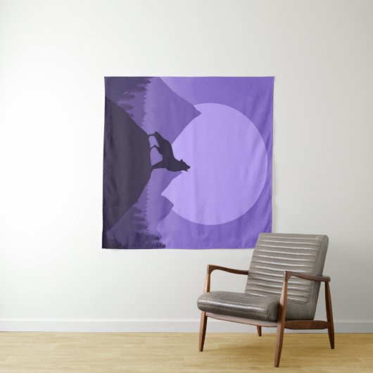 Wolves Howling Moon | Ideaal geschenk ter gelegenh Wandkleed (In Situ (horizontaal))