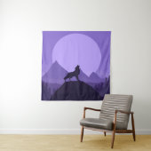 Wolves Howling Moon | Ideaal geschenk ter gelegenh Wandkleed (In situ)