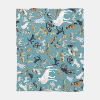 Wolves of the World Turquoise pattern Fleece Deken