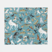 Wolves of the World Turquoise pattern Fleece Deken (Voorkant (Horizontaal))