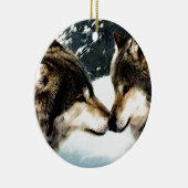 Wolves Wolf Snow Winter Snow Couple Love Keramisch Ornament (Rechts)