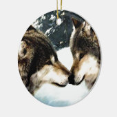 Wolves Wolf Snow Winter Snow Couple Love Keramisch Ornament (Links)