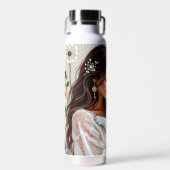 Woman and White Cat and Dandelions Waterfles (Voorkant)