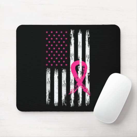 Woman Breast Cancer Awareness American Fla Muismat (Met muis)