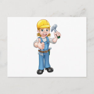 Woman Carpenter Holding Hammer Briefkaart