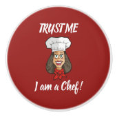 Woman Chef Keramische Knop (Voorkant)