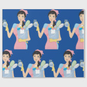 Woman Cleaning Cadeaupapier (Vlak)