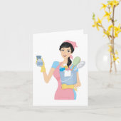 Woman Cleaning Kaart (Gele Bloem)