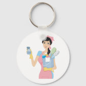 Woman Cleaning Sleutelhanger (Voorkant)