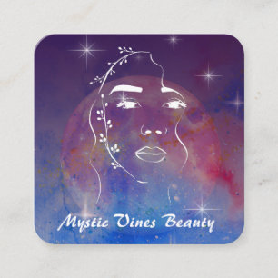 *~* Woman Cosmic Plant Goddess Floral QR MOON Squa Vierkante Visitekaartje