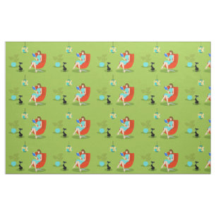 Woman Fabric Retro Reading Stof