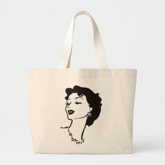  Woman Face Black en White French Graphic Grote Tote Bag