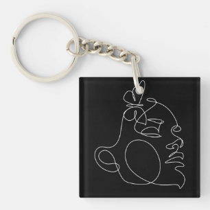 Woman Face Line Art Sleutelhanger