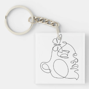 Woman Face Line Art Sleutelhanger