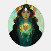 Woman Fantasy Sci-Fi met gloeiend hart Keramisch Ornament (Links)