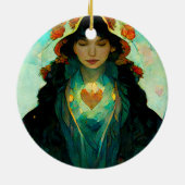 Woman Fantasy Sci-Fi met gloeiend hart Keramisch Ornament (Achterkant)