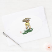 Woman Golfer Ovale Sticker (Envelop)