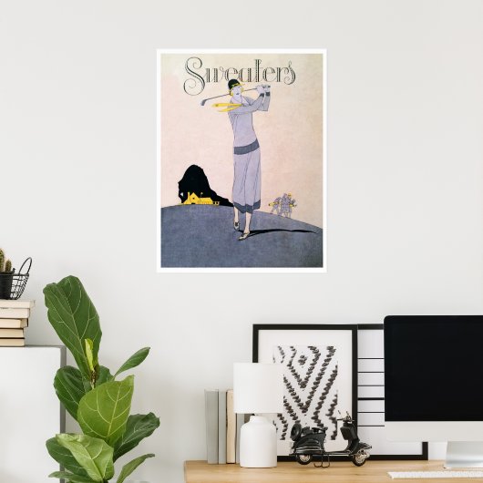 Woman Golfer Print uit 1920 (Thuiskantoor)