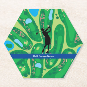 Woman Golfer Silhouette Golf Course Kartonnen Onderzetters