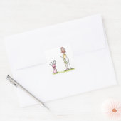 Woman Golfer Vierkante Sticker (Envelop)