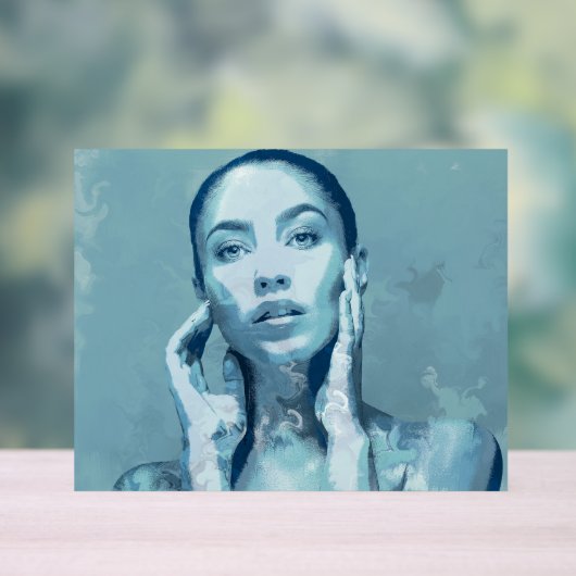 "Woman in Blue" Acryl Bord (Neutraal)