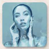 "Woman in Blue" Bier Onderzetter (Voorkant)