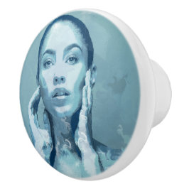 "Woman in Blue" Keramische Knop