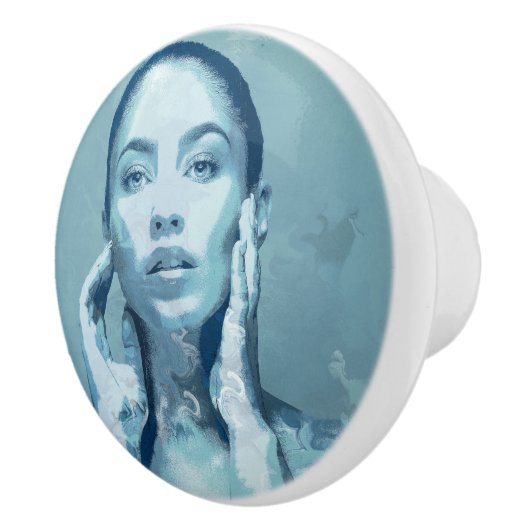 "Woman in Blue" Keramische Knop (Rechts)