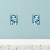 "Woman in Blue" Poster mat Muurkunst Sets (Houten vloer)