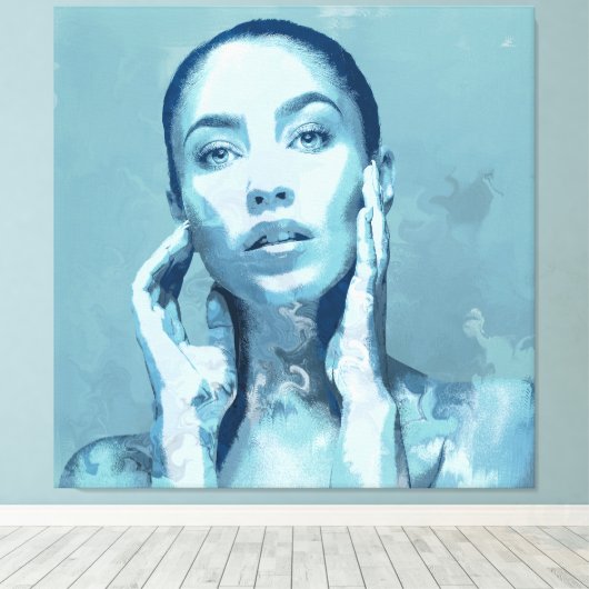 "Woman in Blue" Premium Canvas  (Insitu (Houten vloer))