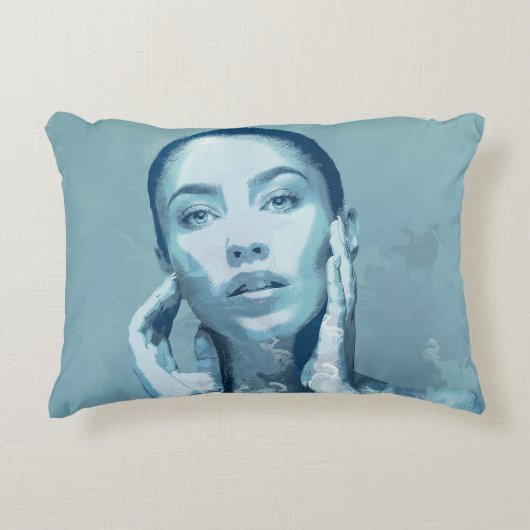 "Woman in Blue" Premium Canvas  Accent Kussen (Voorkant)