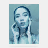 "Woman in Blue" Premium Canvas  Acryl Bord (Voorkant)