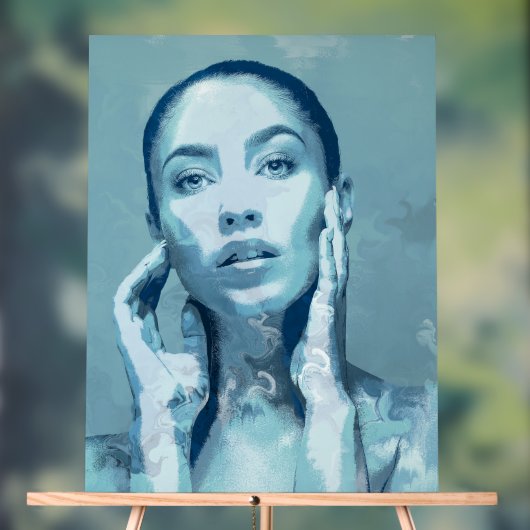 "Woman in Blue" Premium Canvas  Acryl Bord (Neutraal)