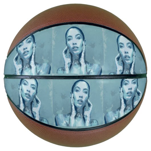 "Woman in Blue" Premium Canvas  Basketbal (Voorkant)