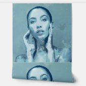 "Woman in Blue" Premium Canvas  Behang (Afrollen)