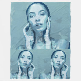 "Woman in Blue" Premium Canvas  Fleece Deken