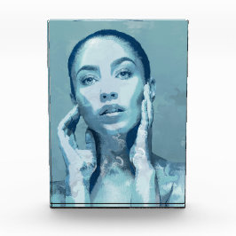 "Woman in Blue" Premium Canvas Fotoblokken