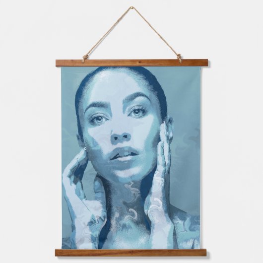 "Woman in Blue" Premium Canvas  Hangend Wandkleed (Voorkant)
