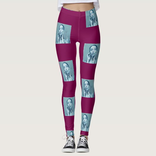 "Woman in Blue" Premium Canvas  Leggings (Voorkant)