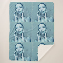 "Woman in Blue" Premium Canvas  Sherpa Deken