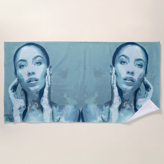 "Woman in Blue" Premium Canvas  Strandlaken (Voorkant)