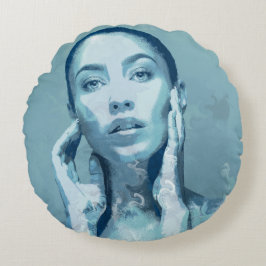 "Woman in Blue"  Rond Kussen