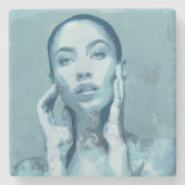 "Woman in Blue" Stenen Onderzetter (Voorkant)