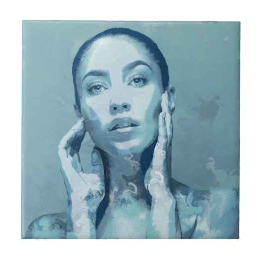 "Woman in Blue" Tegeltje (Voorkant)